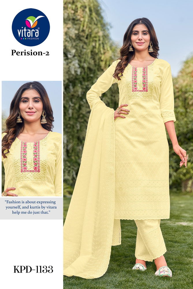 Perison Vol 2 By Vitara Designer Cotton Embroidery Readymade Suits Wholesale Market In Surat
